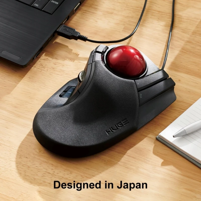 Mysz trackball Elecom M-HT1URBK, 8 przycisków z podpórką pod nadgarstek