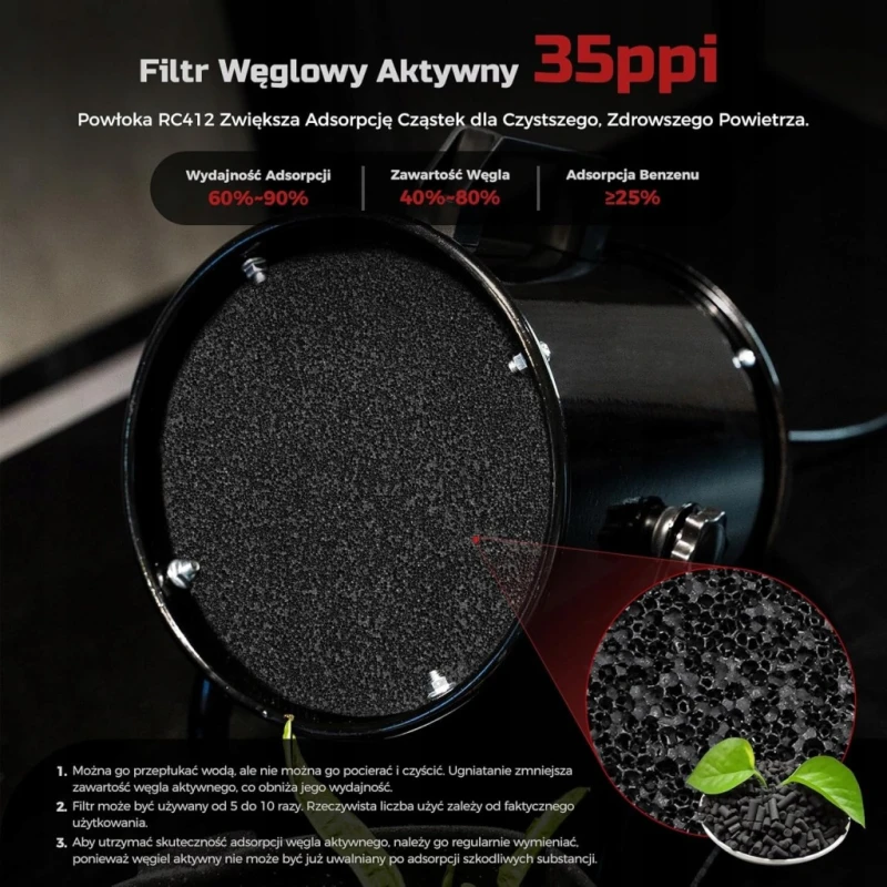 Przenośny okap kuchenny 600 m³/h z filtrem węglowym, regulowany kąt- Mtutu