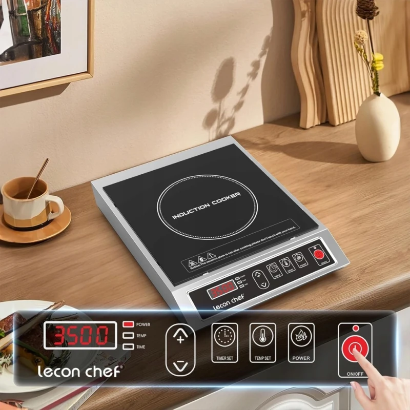 Płyta indukcyjna Lecon Chef 3500W timer 24h, 10 poziomów mocy i temperatury