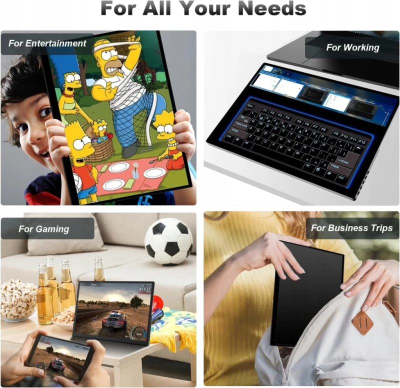 Przenośny monitor dotykowy 16 cali Full HD IPS USB-C HDMI