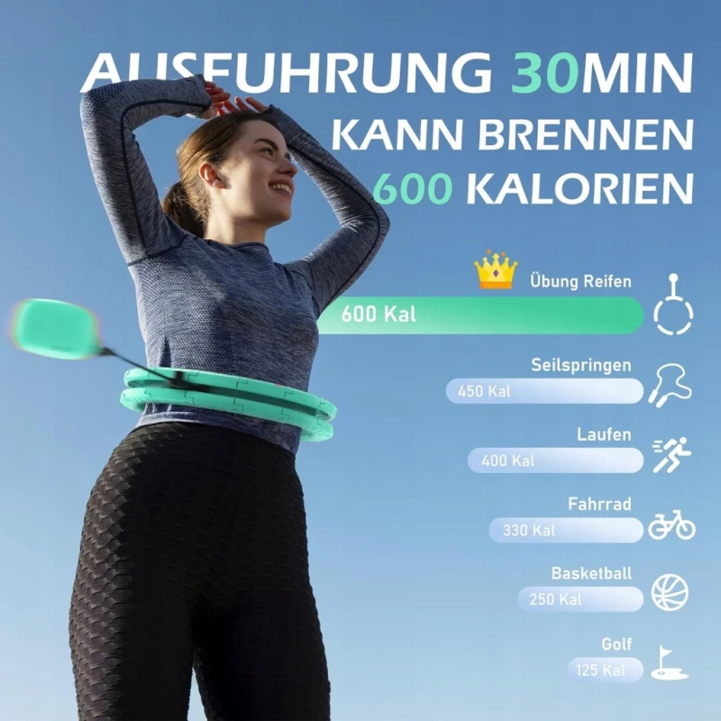Regulowane Hula Hoop JLoibao z kulką obciążającą, 24 segmenty