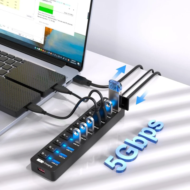 Vemont Koncentrator USB 3.0 11-portowy z zasilaczem 12V/3A