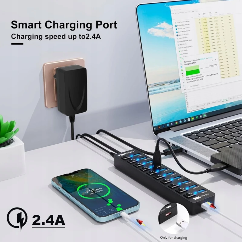 Vemont Koncentrator USB 3.0 11-portowy z zasilaczem 12V/3A