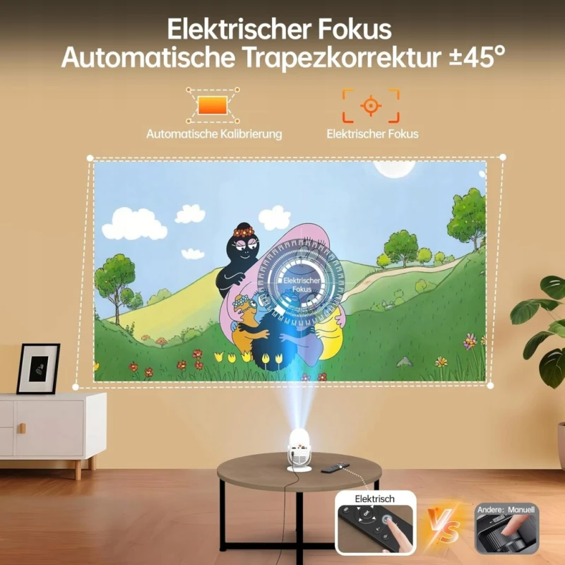 Mini projektor Full HD 1080P WiFi 6 Bluetooth 5.4 z obrotem 180- ITJQ