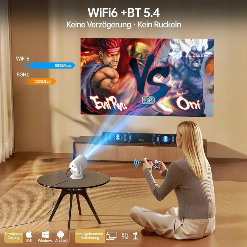 Mini projektor Full HD 1080P WiFi 6 Bluetooth 5.4 z obrotem 180- ITJQ