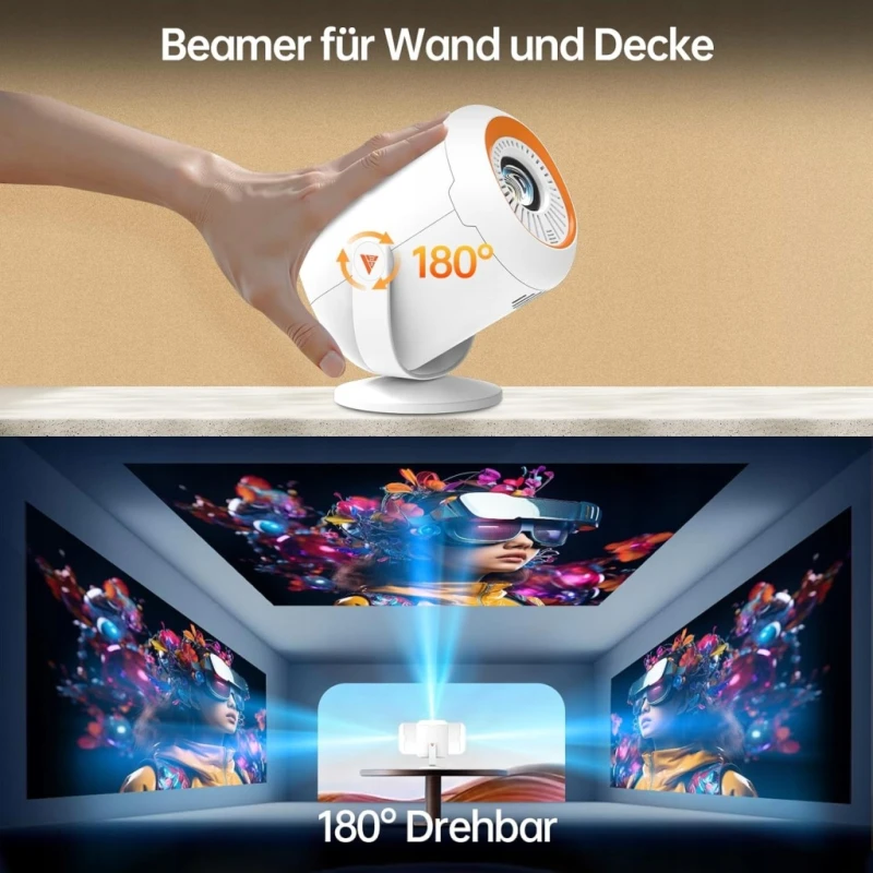 Mini projektor Full HD 1080P WiFi 6 Bluetooth 5.4 z obrotem 180- ITJQ