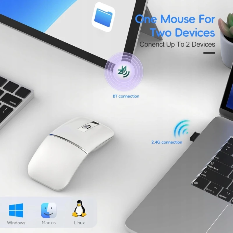 Składana mysz Bluetooth 2,4 GHz z obrotową konstrukcją 360- Zienstar