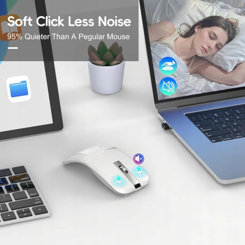 Składana mysz Bluetooth 2,4 GHz z obrotową konstrukcją 360- Zienstar