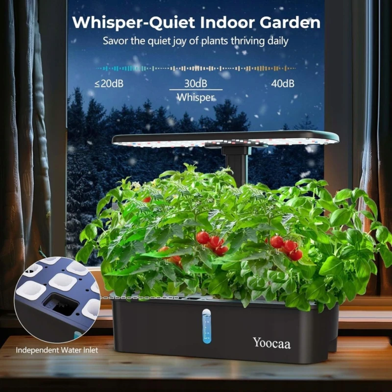System hydroponiczny do uprawty roślin Yoocaa 12 stanowisk z LED i timerem