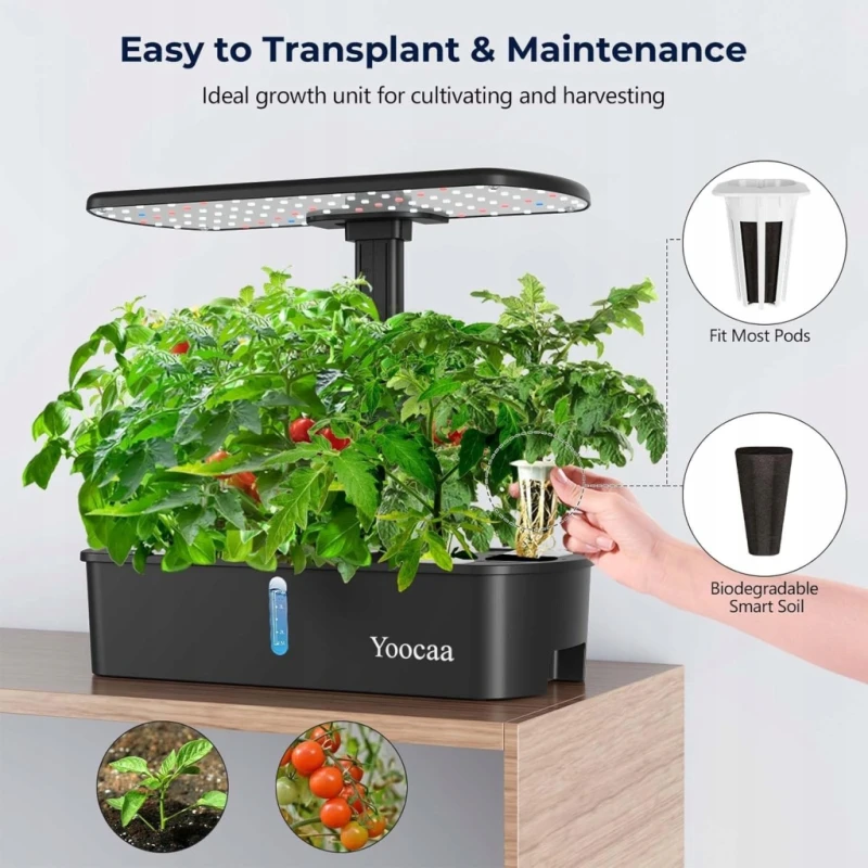 System hydroponiczny do uprawty roślin Yoocaa 12 stanowisk z LED i timerem