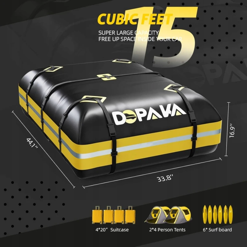 Bagażnik dachowy DOPAKA 425 L wodoodporna torba 1000D PVC na auto