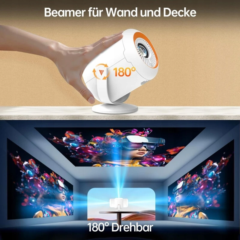 Mini projektor Full HD 1080P WiFi 6 Bluetooth 5.4 z obrotem 180- ITJQ