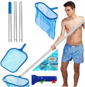 Podbierak do czyszczenia basenu z aluminiowym drążkiem, 2 siatki + szczotka
