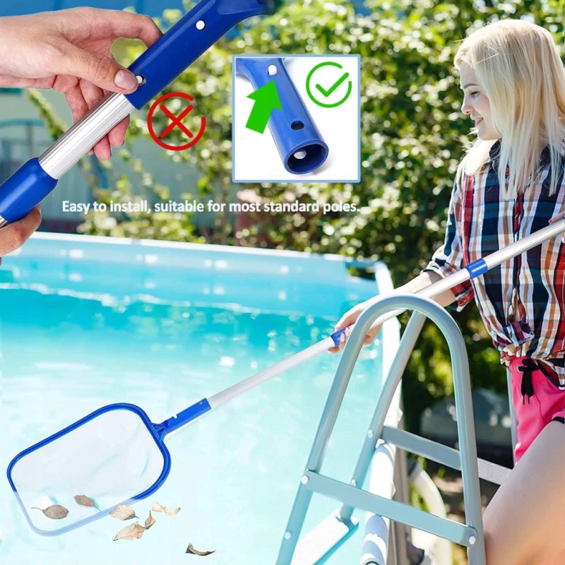 Podbierak do czyszczenia basenu z aluminiowym drążkiem, 2 siatki + szczotka