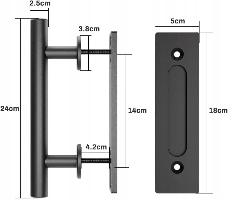 Uchwyt do drzwi przesuwnych 24 cm dwustronny czarny stalowy - Wolfbird