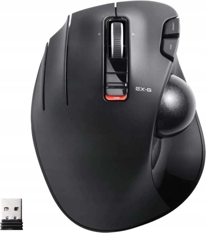 Mysz Trackball bezprzewodowa dla leworęcznych USB, Elecom EX-G M-XT4DRBK