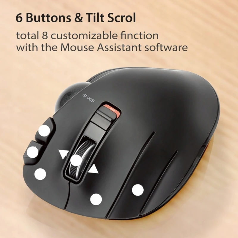 Mysz Trackball bezprzewodowa dla leworęcznych USB, Elecom EX-G M-XT4DRBK