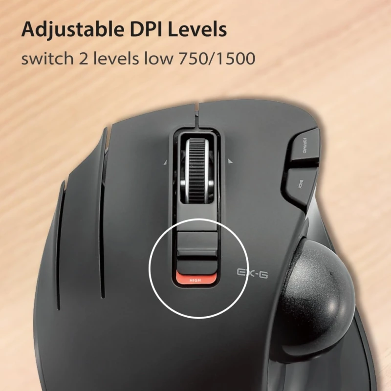Mysz Trackball bezprzewodowa dla leworęcznych USB, Elecom EX-G M-XT4DRBK