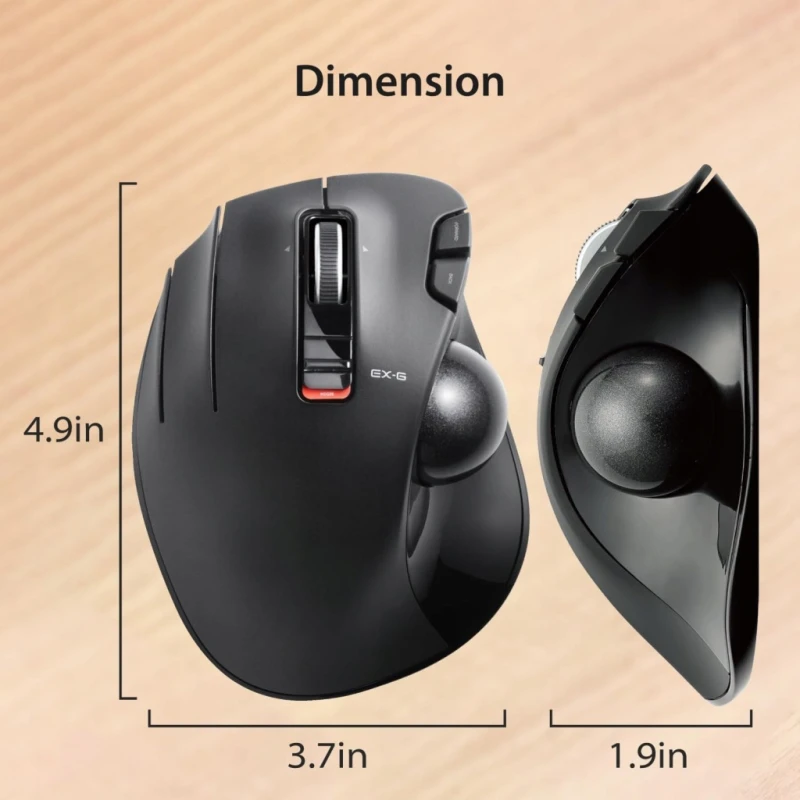 Mysz Trackball bezprzewodowa dla leworęcznych USB, Elecom EX-G M-XT4DRBK
