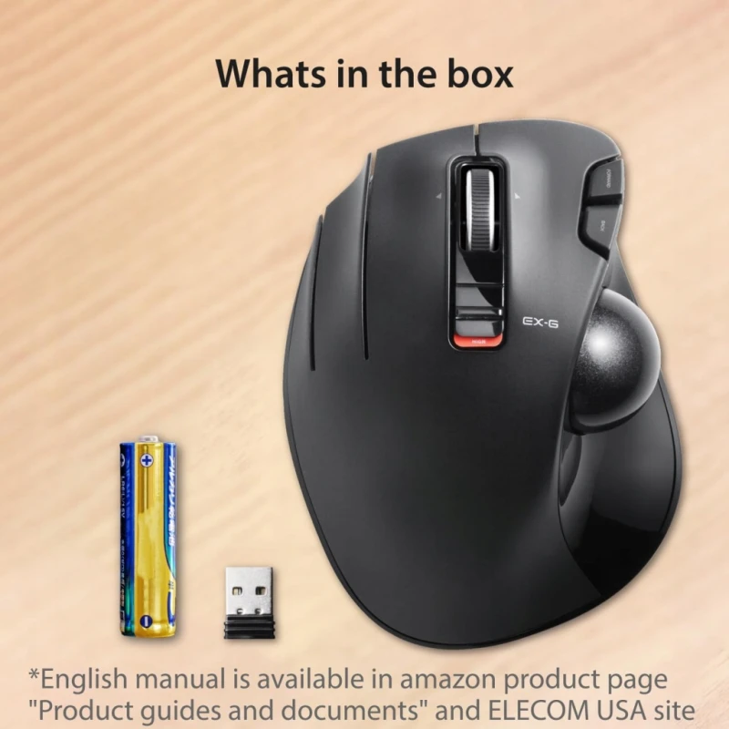 Mysz Trackball bezprzewodowa dla leworęcznych USB, Elecom EX-G M-XT4DRBK