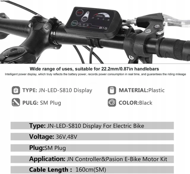 Panel sterowania LED do roweru elektrycznego 36V 48V- Hapivida