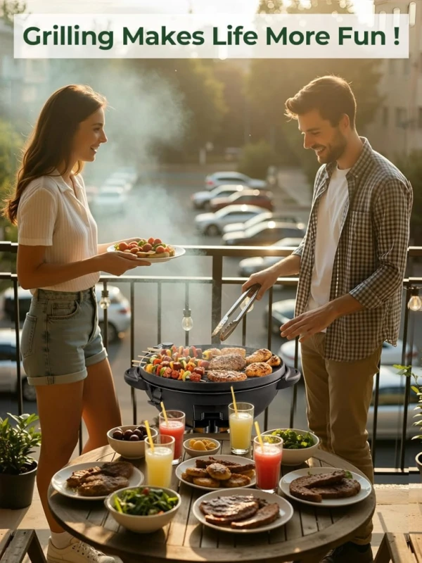 Fohere grill elektryczny 2400 W XXL stojący i stołowy z termometrem