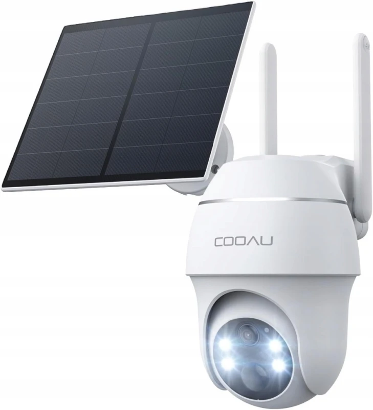 COOAU kamera zewnętrzna 4G LTE SIM 2K solarna PTZ PIR IP66, biała