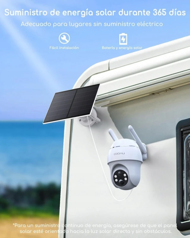 COOAU kamera zewnętrzna 4G LTE SIM 2K solarna PTZ PIR IP66, biała