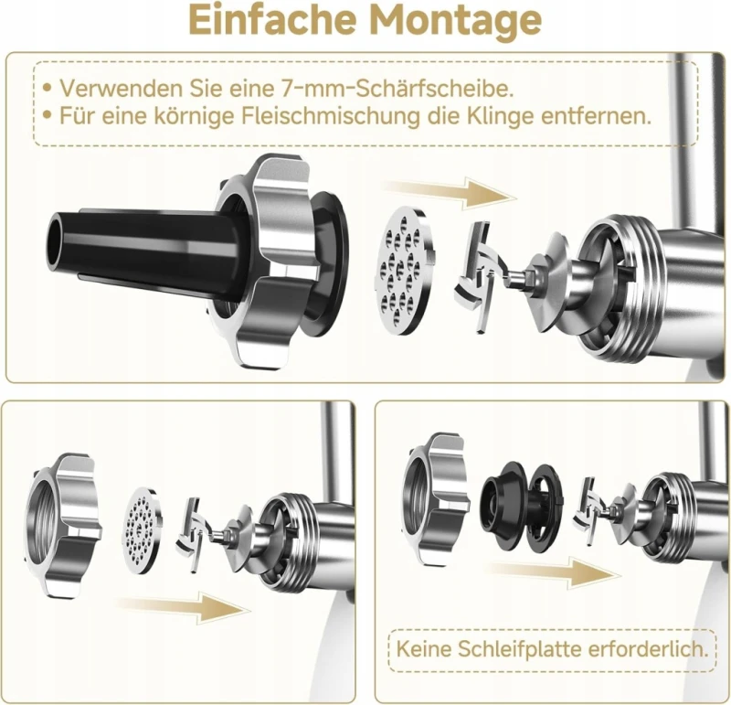 AMZCHEF elektryczna maszynka do mięsa 3w1 sitka 3/5/7 mm kiełbasy