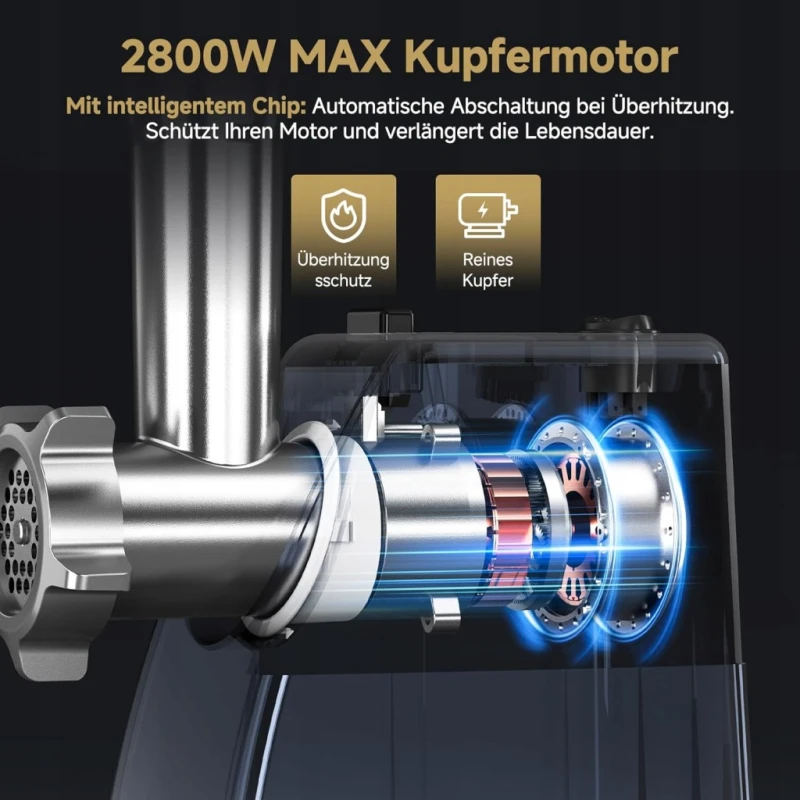 AMZCHEF elektryczna maszynka do mięsa 3w1 sitka 3/5/7 mm kiełbasy