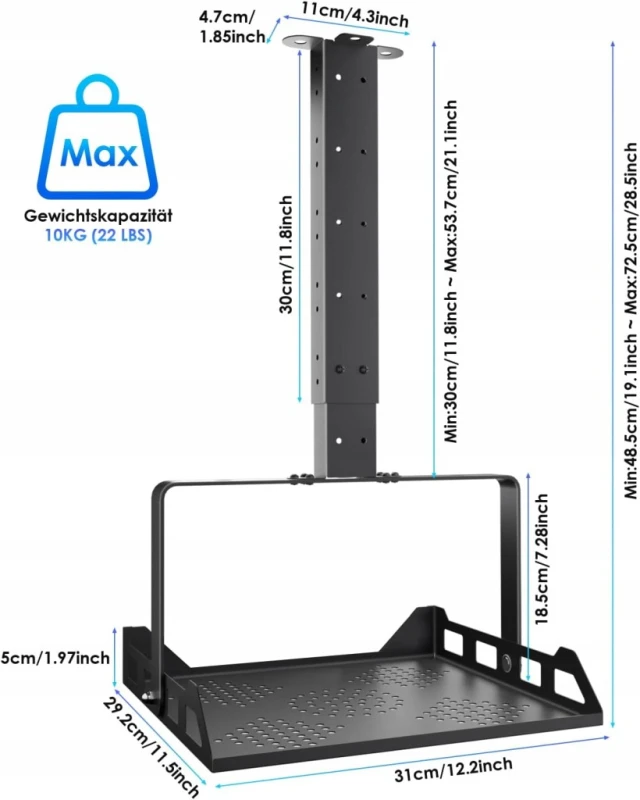 Salange uchwyt sufitowy do projektora regulowany 30–56 cm do 10 kg