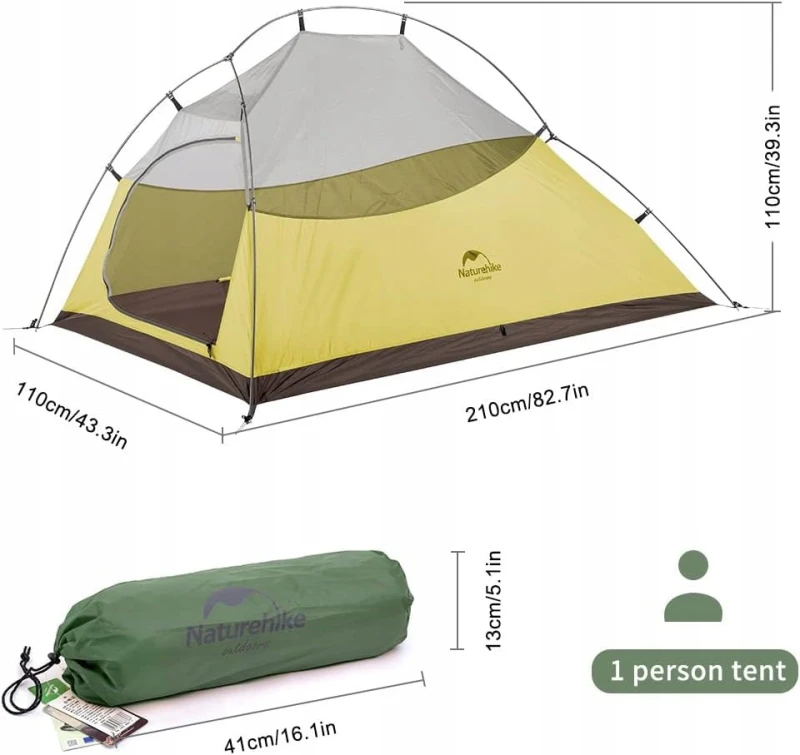 Naturehike Cloud-Up 1 ultralekki namiot jednoosobowy wodoodporny 1,55 kg