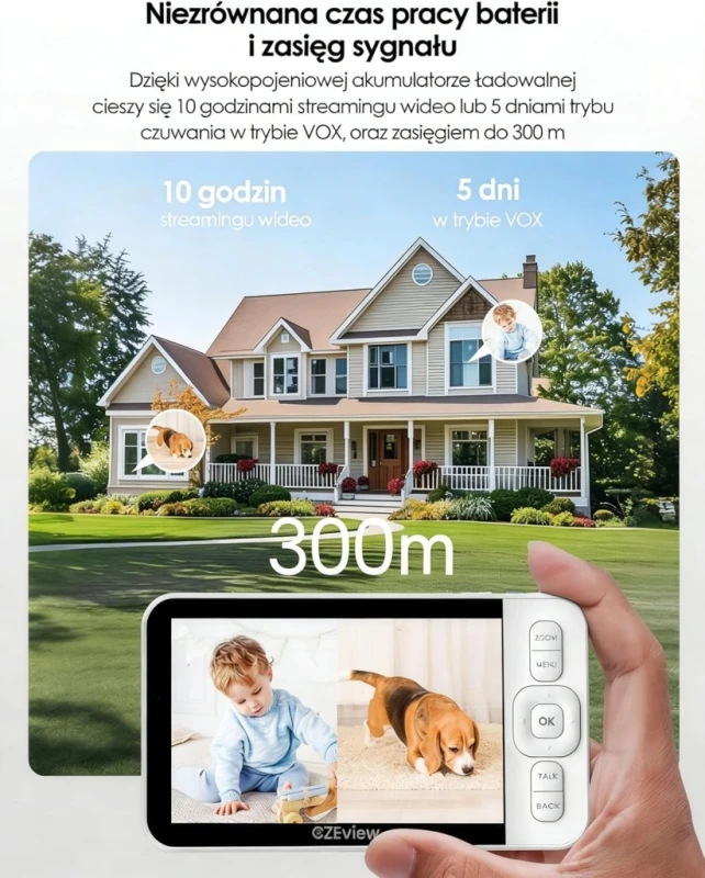 CZEview BM2 PRO niania elektroniczna 5" 2K Wi-Fi kamera aplikacja