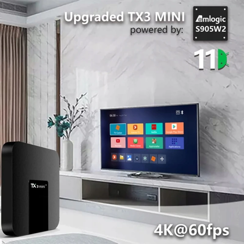 TX3 Mini+ Android TV Box 11 2 GB RAM 16 GB Wi-Fi 5G 4K HDR H.265