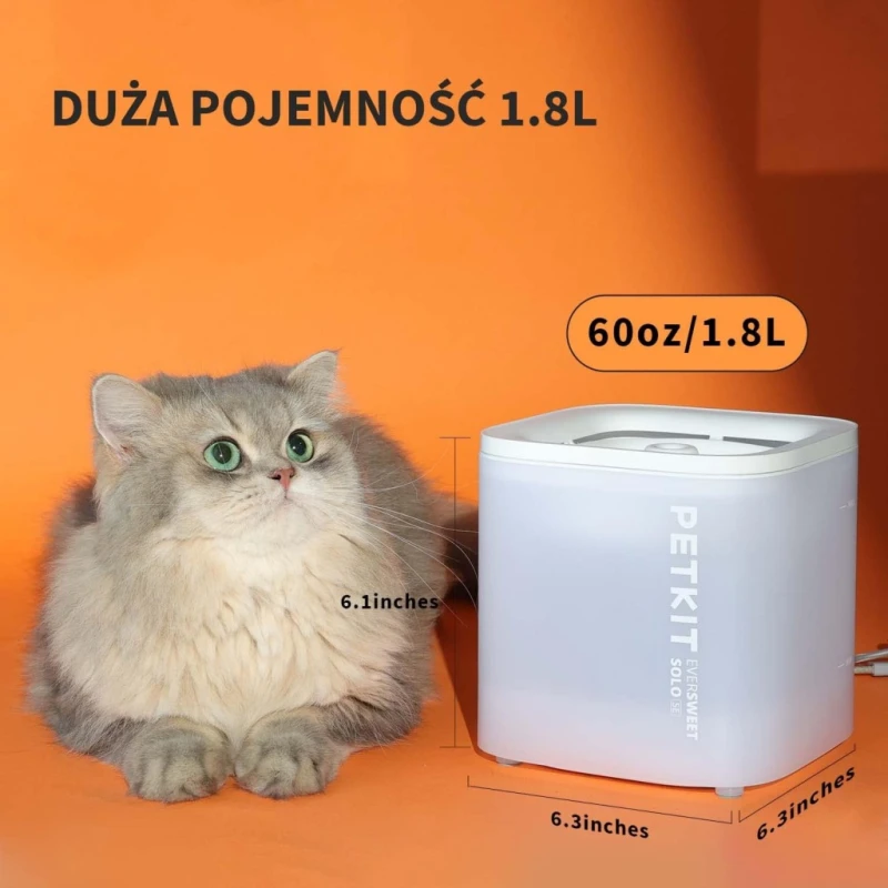 Petkit Eversweet fontanna dla kota i psa 1,8 l cicha LED
