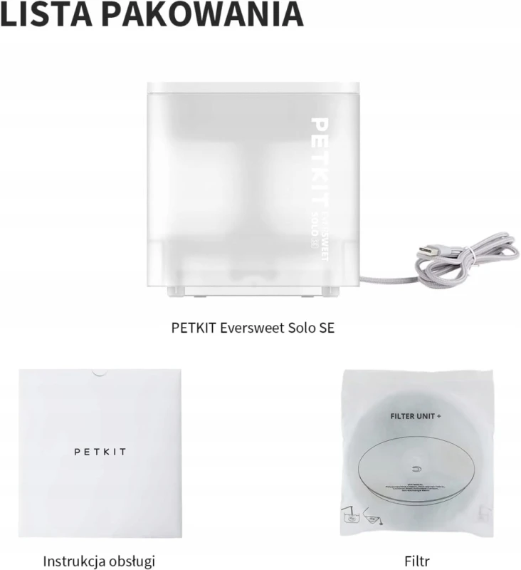 Petkit Eversweet fontanna dla kota i psa 1,8 l cicha LED