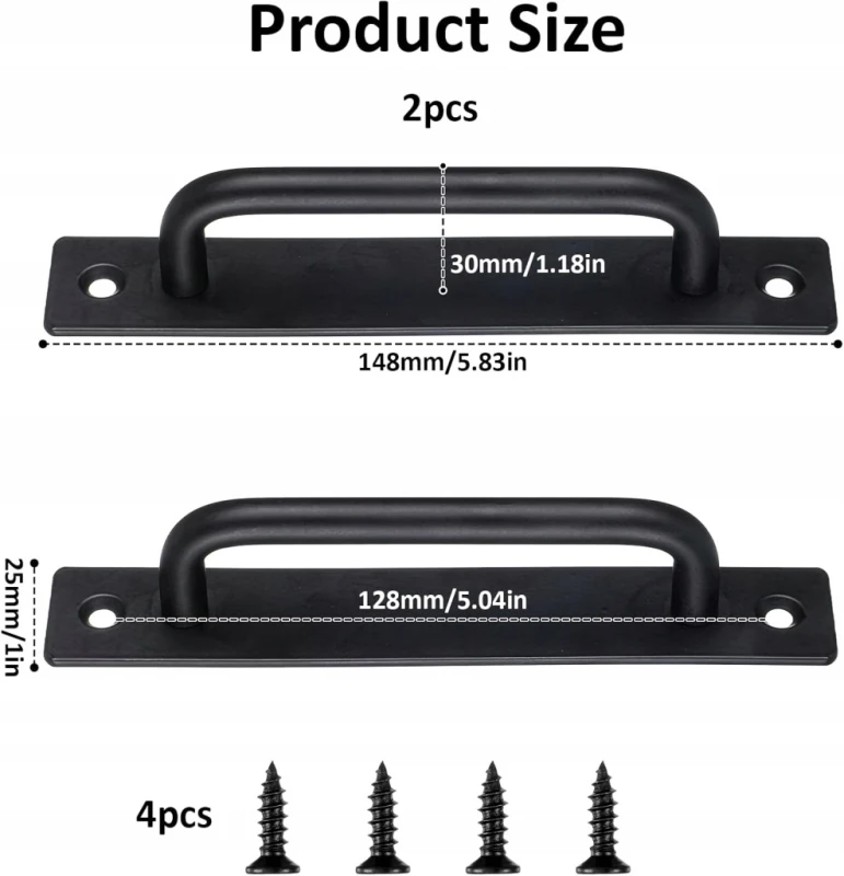 Czarne uchwyty meblowe, do drzwi 148 mm aluminiowe 2x ze śrubami- Aysatogc