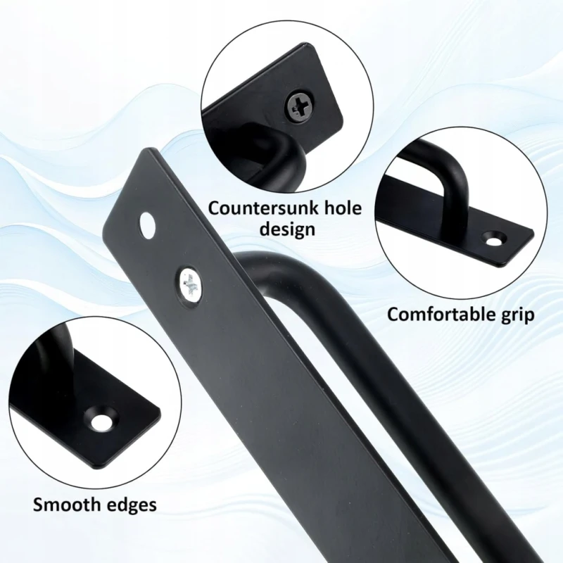 Czarne uchwyty meblowe, do drzwi 148 mm aluminiowe 2x ze śrubami- Aysatogc