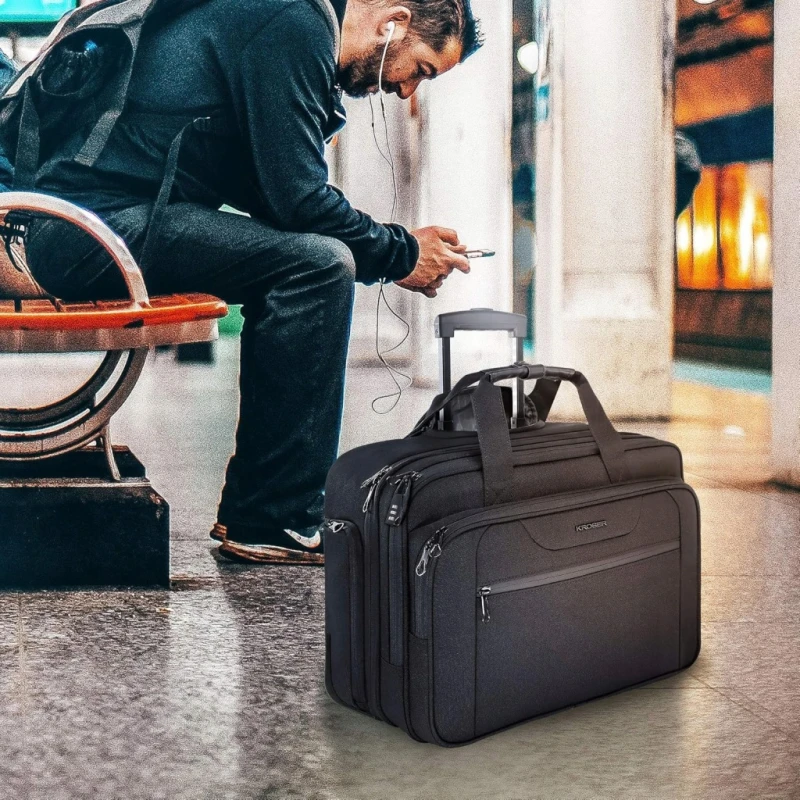 Kroser torba biznesowa na laptopa 17,3" na kółkach wodoodporna RFID