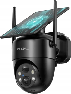 COOAU solarna kamera zewnętrzna 2K WiFi 360° PTZ IP66 AI z aplikacją