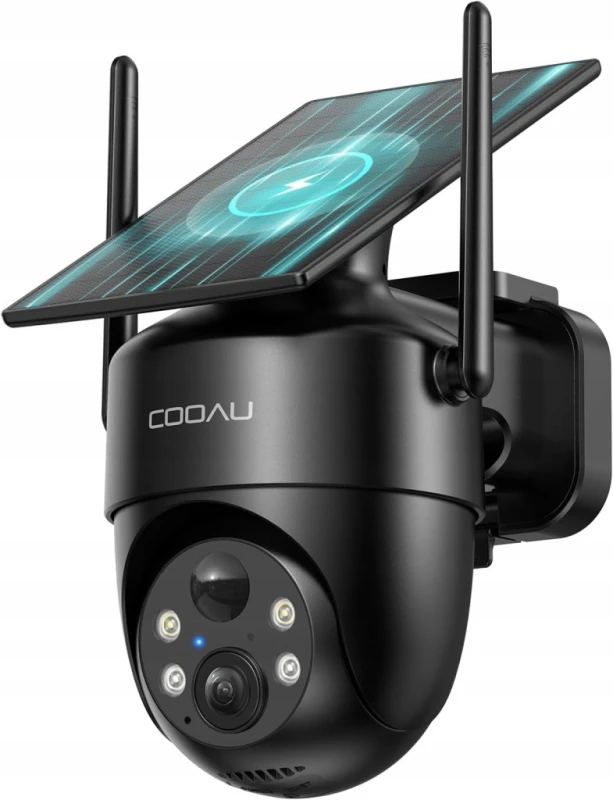 COOAU solarna kamera zewnętrzna 2K WiFi 360° PTZ IP66 AI z aplikacją