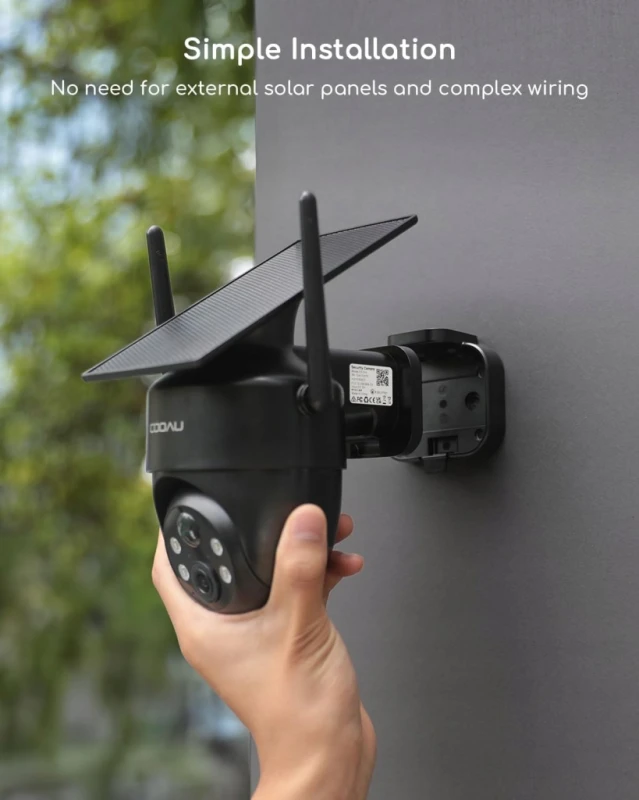 COOAU solarna kamera zewnętrzna 2K WiFi 360° PTZ IP66 AI z aplikacją