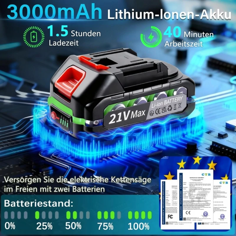 Goldsea mini piła łańcuchowa akumulatorowa 6" 2 × 3000 mAh
