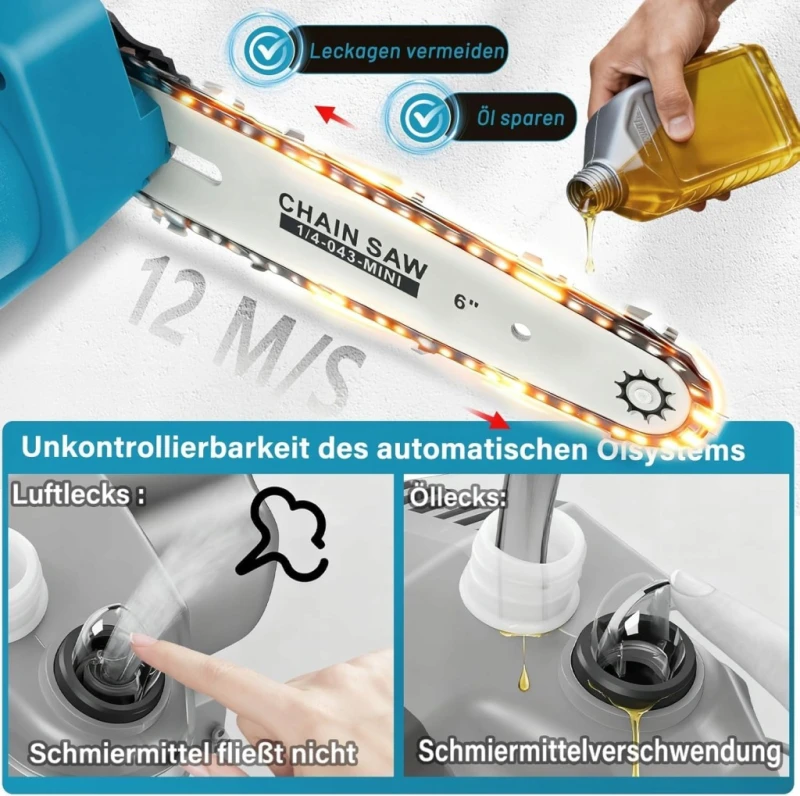 Goldsea mini piła łańcuchowa akumulatorowa 6" 2 × 3000 mAh