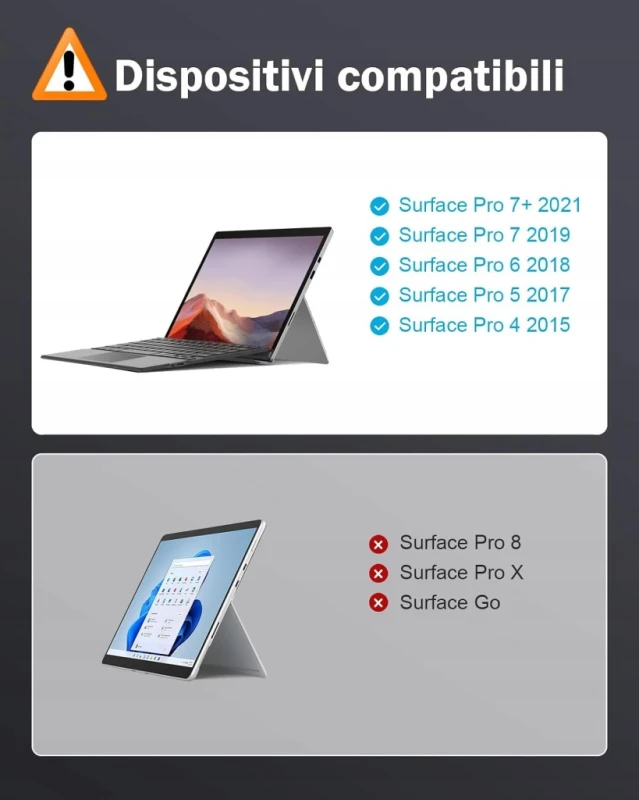 Klawiatura Bluetooth MoKo do Surface Pro 3–7+ z touchpadem, Włoskie QWERTY
