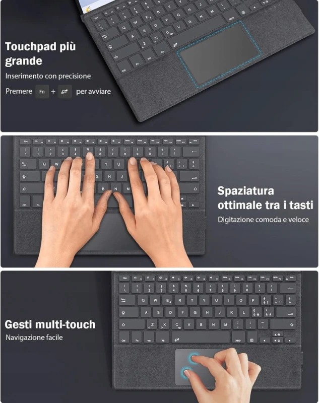 Klawiatura Bluetooth MoKo do Surface Pro 3–7+ z touchpadem, Włoskie QWERTY
