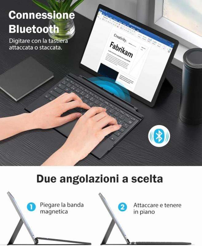 Klawiatura Bluetooth MoKo do Surface Pro 3–7+ z touchpadem, Włoskie QWERTY