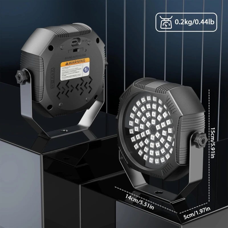 Zestaw 4 mini reflektorów scenicznych LED PAR RGB z akumulatorem i pilotem