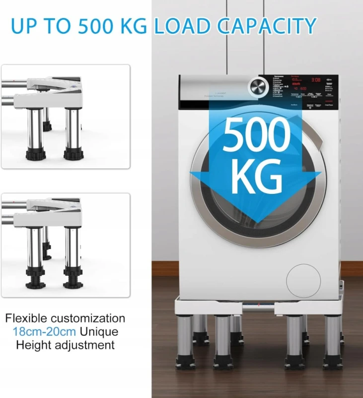 DEWEL Regulowana podstawa pod pralkę, lodówkę 43–57 cm do 500 kg