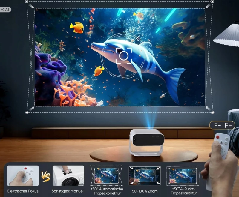 Projektor Wielio AE211B-2 Full HD 1080p Android 14 WiFi 6 Bluetooth 5.2